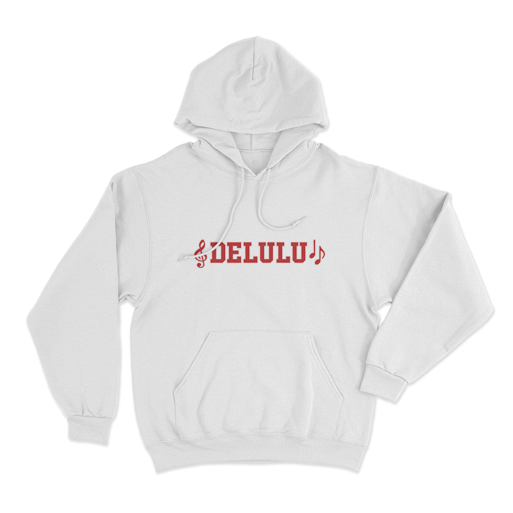 Delulu Unisex Hoodie White Delulu Unisex Hoodie White