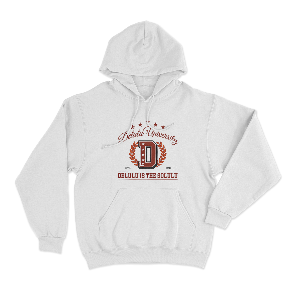 Delulu University Estb. 1996 Unisex Hoodie White Delulu University Estb. 1996 Unisex Hoodie White